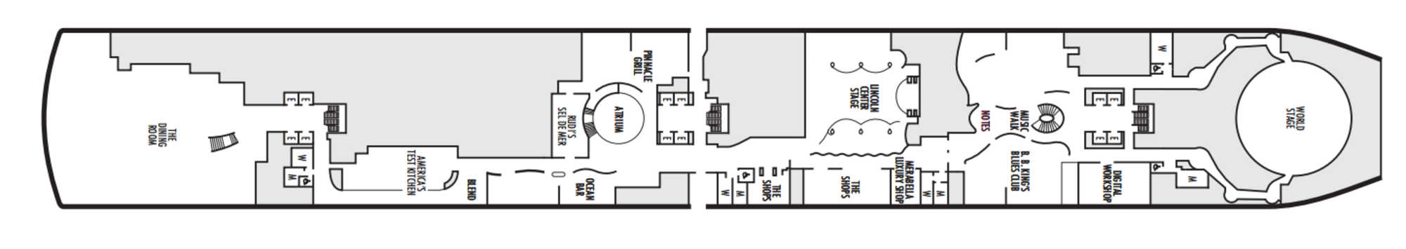 Deck 2 - Plaza Deck plan
